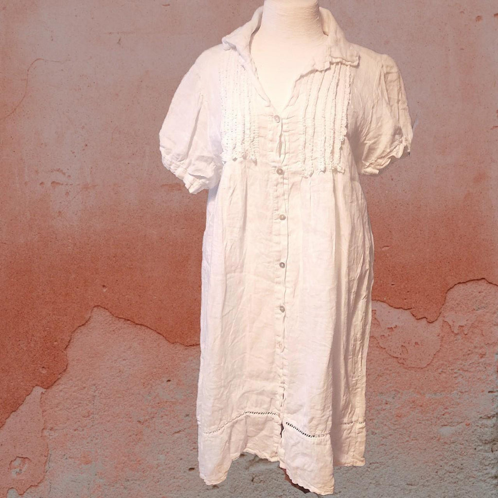 Ruffled vintage linen midi dress - Sofi Moukidou