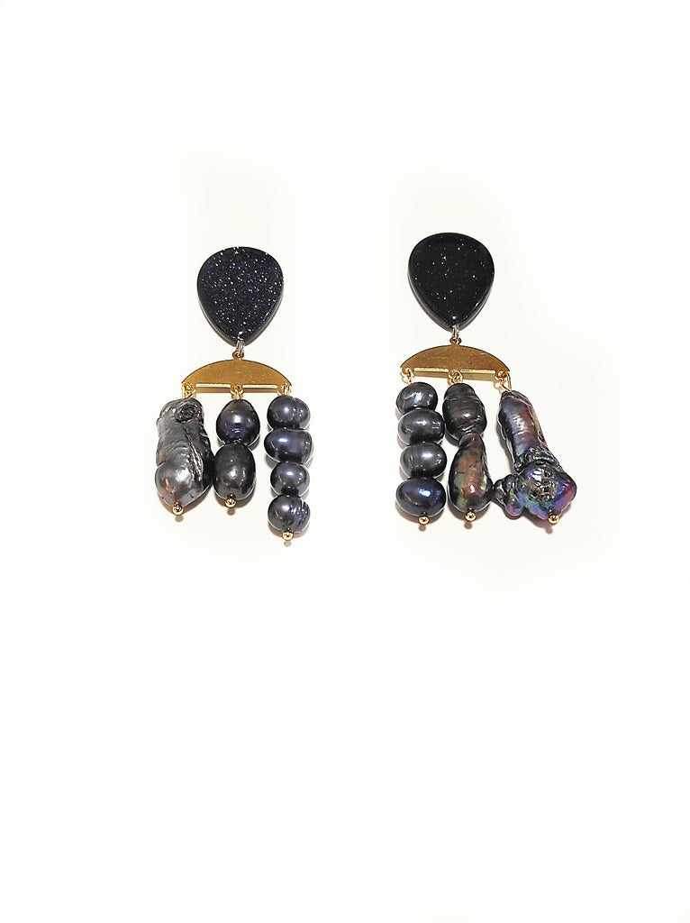 Σκουλαρίκια με μαύρα μαργαριτάρια - Sofi Moukidou