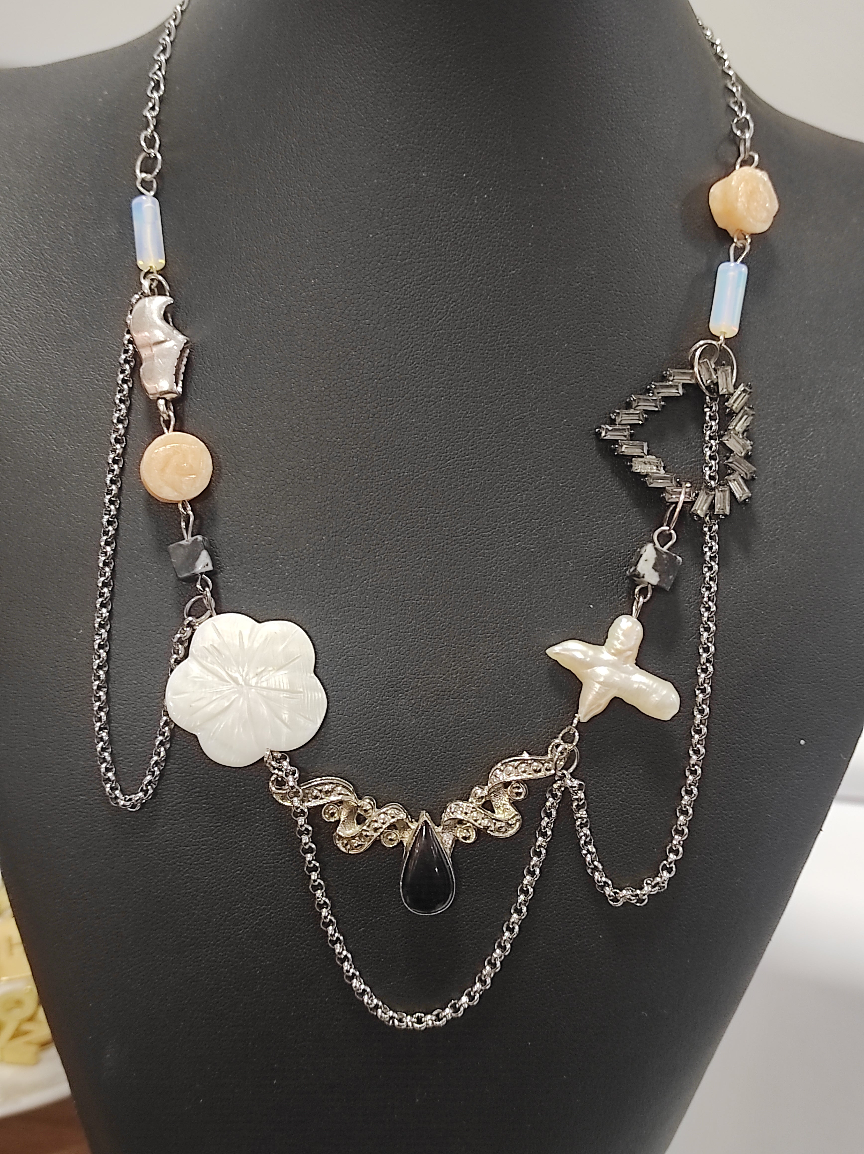 Vintage collage necklace
